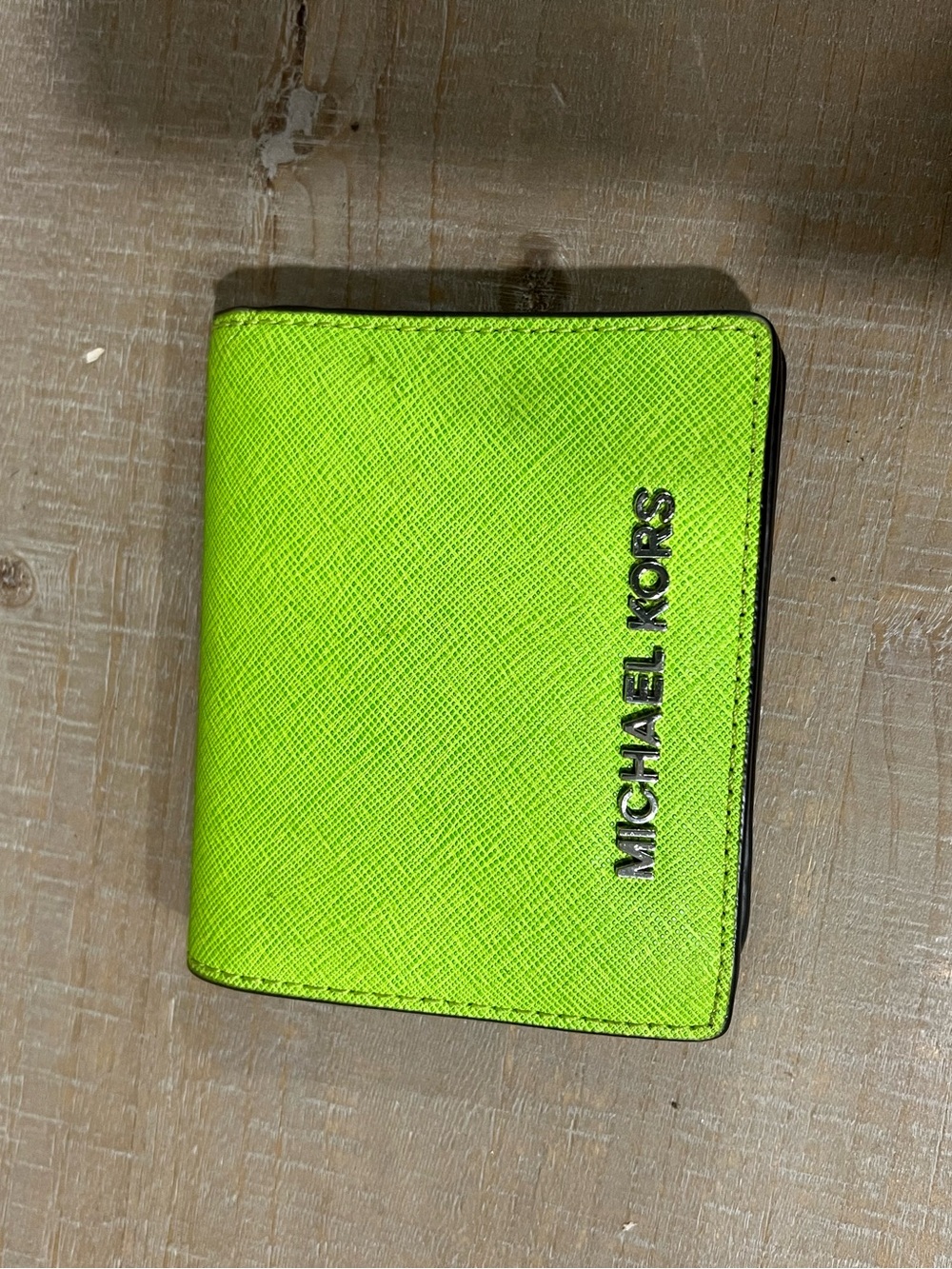 Michael Kors Neon Green Leather Card Holder